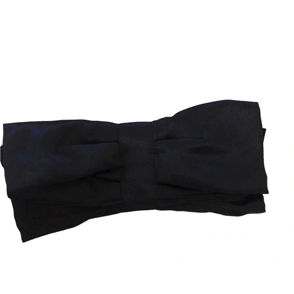 New Black satin formal coquette Bow purse evening bag. clutch lolita black tie